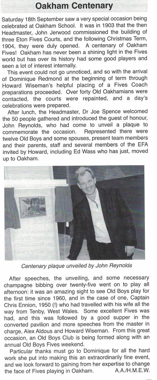 oakham centenary